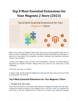 Top 8 Essential Magento 2 Extensions for Growth(2023)