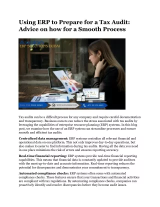 Using ERP to Prepare for a Tax Audit Advice on how for a Smooth Process