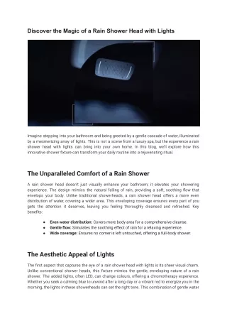 Discover the Magic of a Rain Shower Head with Lights