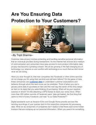 Are You Ensuring Data Protection to Your Customers?