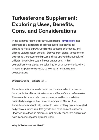 Turkesterone Supplement Exploring Uses, Benefits, Cons, and Considerations