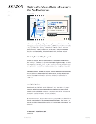 Mastering the Future A Guide to Progressive Web App Development