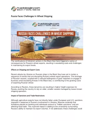 8-Russia Faces Challenges In Wheat Shipping