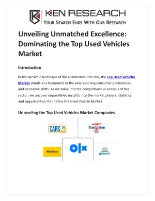 In-Depth Used Vehicle Market Analysis, Insights, and Lucrative Opportunities