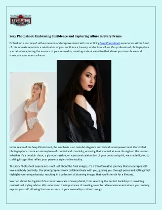 Sexy Photoshoot: Redefining Confidence and Unleashing Seductive Elegance