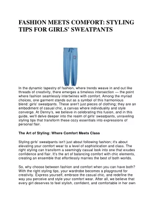 Styling Tips for Girls' Sweatpants: Fashionable and Comfy Outfit Ideas