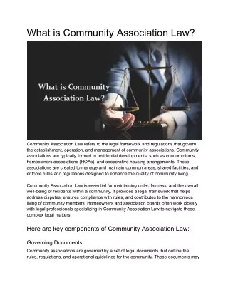 What is Community Association Law