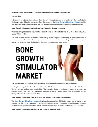 Bone Growth Stimulators Market Trends