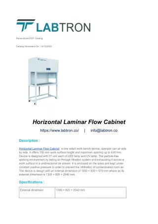 Horizontal Laminar Flow Cabinet