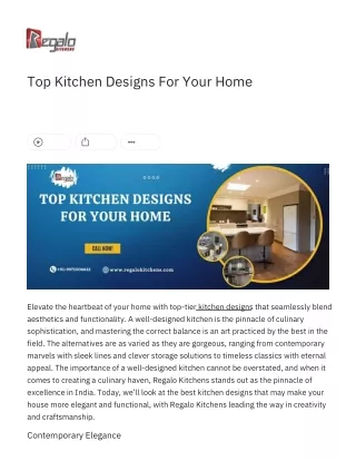 Top Kitchen Designs For Your Home