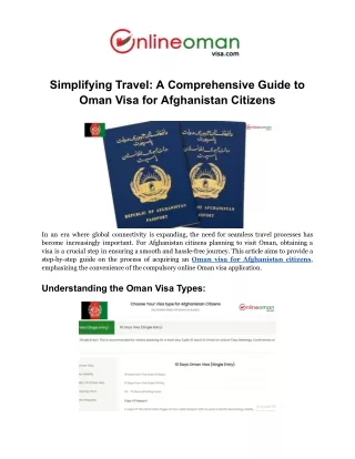 Oman Visa for Afghanistan Citizens