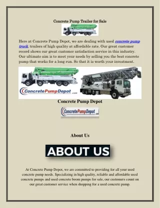 Used Concrete Pump Trucks, concretepumpdepot.com