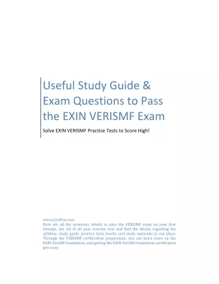 Useful Study Guide & Exam Questions to Pass the EXIN VERISMF Exam