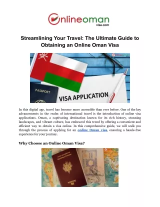 The Ultimate Guide to Obtaining an Online Oman Visa