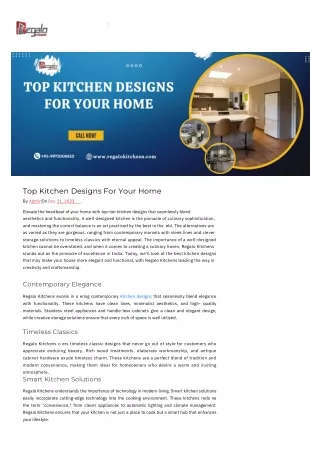 Top Kitchen Designs For Your Home