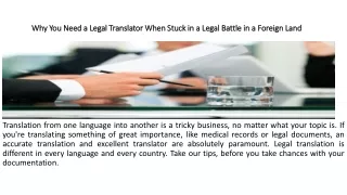 Why You Need a Legal Translator When Stuck in a Legal Battle in a Foreign Land