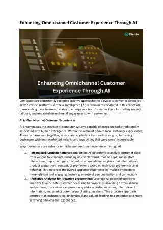 Enhancing Omnichannel Customer Experience Through AI