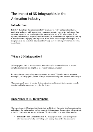 The Impact of 3D Infographics in the Animation Industry