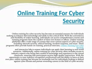 Online Cyber Security Training