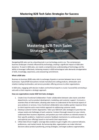 Mastering B2B Tech Sales Strategies for Success