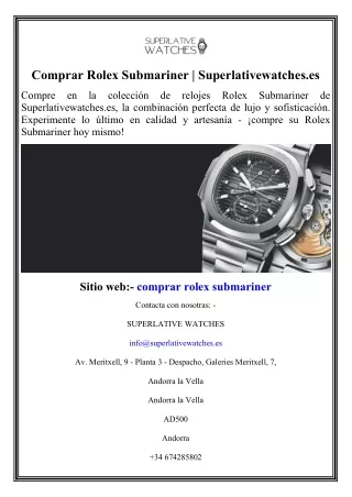 Comprar Rolex Submariner  Superlativewatches.es