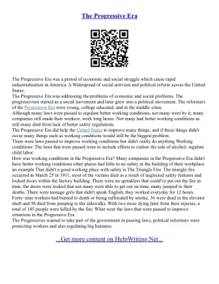 Essay On The Progressive Era