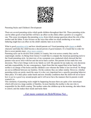 Parenting Styles Essay