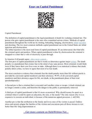 Capital Punishment Essays