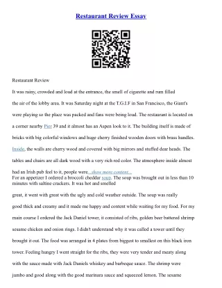 Restaurant Review Essay