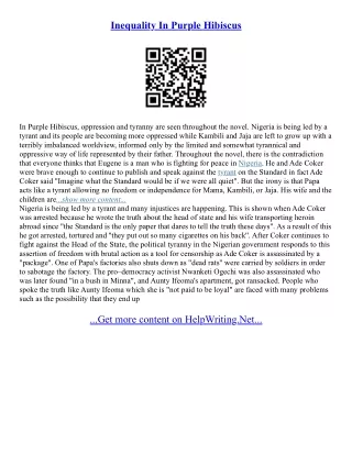 Purple Hibiscus Essay