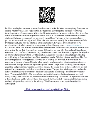 Problem Solving Essay