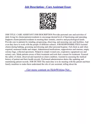 Job Description Essay