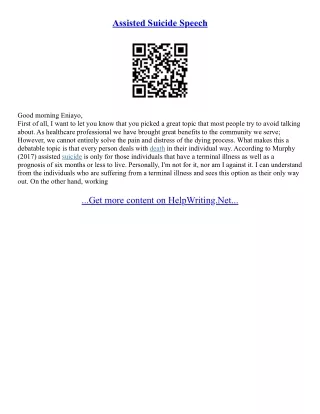 Assisted Suicide Essays