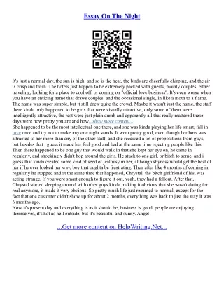 Essay On Night