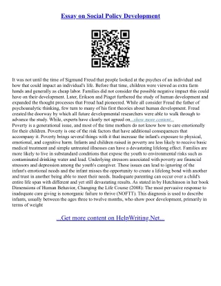 Social Policy Essays