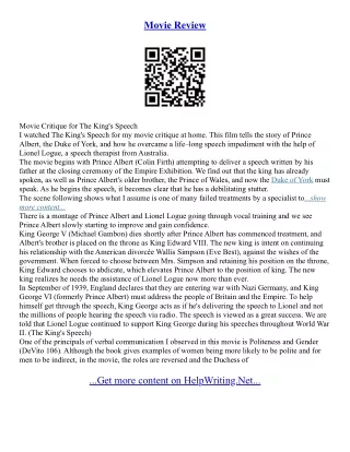 Speech Critique Essay
