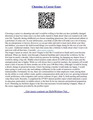 Choosing A Career Essay