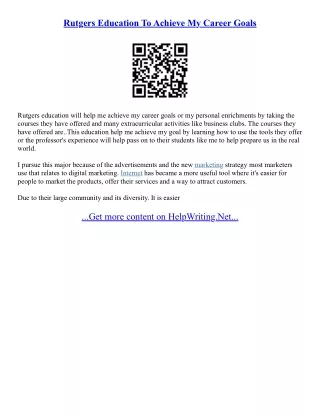 Rutgers Essay Sample