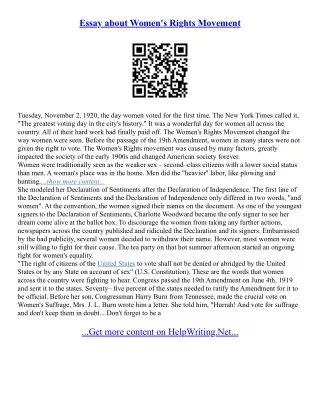Essay On Womens Rights