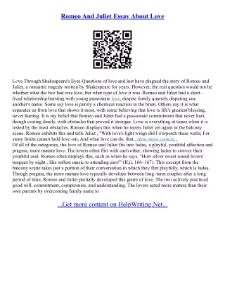 Introduction To Romeo And Juliet Essay