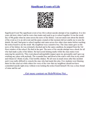 Significant Event Essay