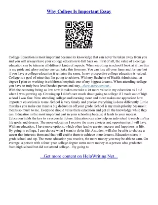 Essay On The Importance Of College Education