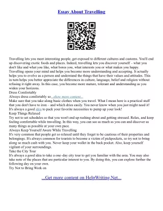 Travelling Essay