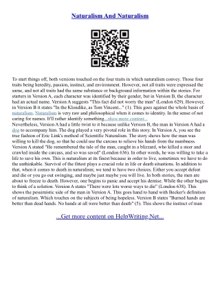 Essay On Naturalism