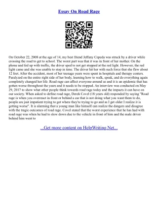 Road Rage Essay