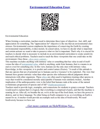 Essay For Environment