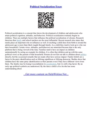 Political Socialization Essay