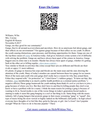 Essays On Gangs