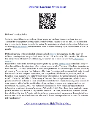 Essay On Learning Styles