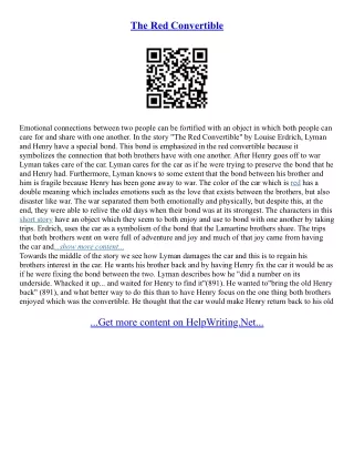 The Red Convertible Essay